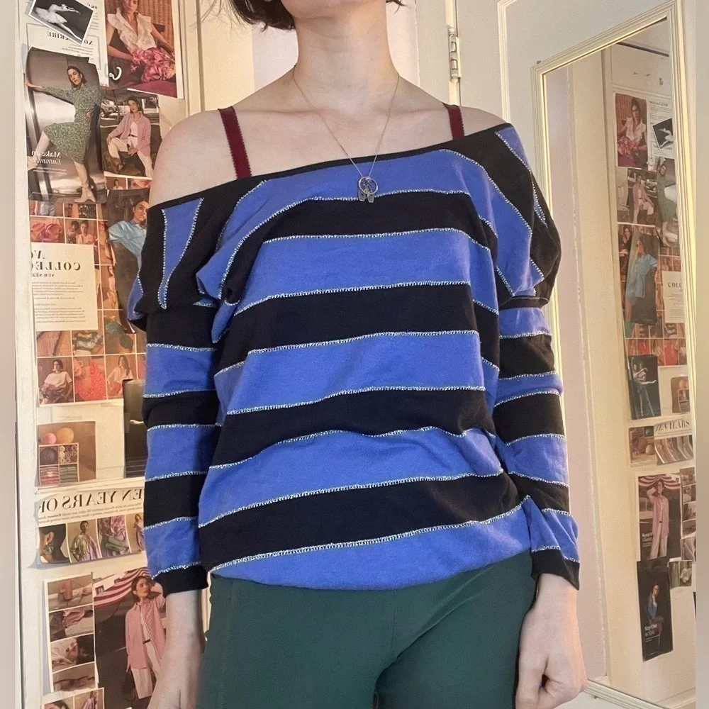 Sandro Off the Shoulder Striped Sweater Size 1 - Picture 8 of 9